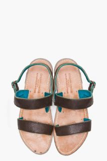 Golden Goose Olive & Tan Barigul Sandals for women