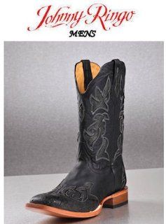  Johnny Ringo Boots Western Cowboy Leather 922 36C Mens Black Shoes