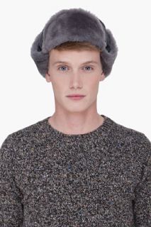 Paul Smith  Grey Sheepskin Chapka Hat for men