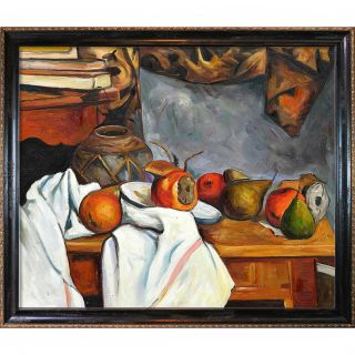 Cezanne Ginger Pot with Pomegranate and Pears Hand painted Framed