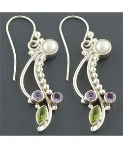 Sterling Silver Cultured Pearl Long Earrings (India)