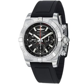 Breitling Mens Chronomat Black Dial Black Rubber Strap Quartz Watch