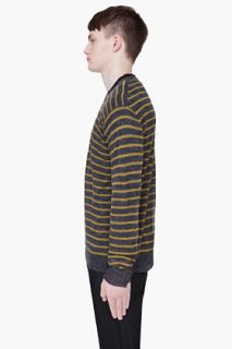T By Alexander Wang Mustard Striped Wool Knit Sweater for men