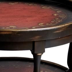 Hand painted Black/ Red Round Accent Table