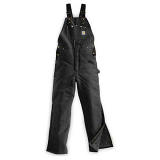 Carhartt R03 BLK 40 32 Bib Overalls, Black, Size 40x32 In