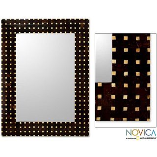 Handcrafted Coconut Shell Points of Light Wall Mirror (Indonesia