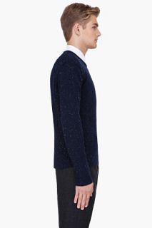Raf Simons Navy Cable Knit Back Sweater for men