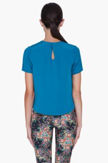 Co Turquoise Silk T shirt for women