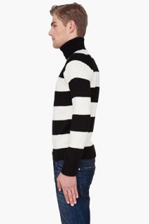 Dsquared2 Black Striped Wool Knit Turtleneck for men