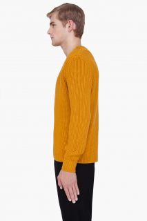 Marni Mustard Wool Deep V neck Sweater for men