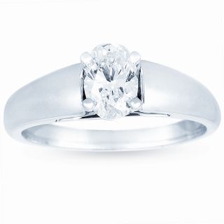 14k White Gold 3/4ct TDW Certified Oval Diamond Solitaire Engagement