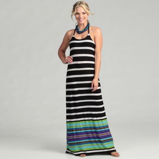Abs Womens Black/ White Striped Braided Maxi Dress