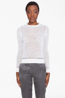 Maison Martin Margiela White Loose Knit Crewneck Sweater for women