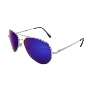 Unisex 30011R SVRBUGNMR Metal/ Blue Mirror Aviator Sunglasses Today $
