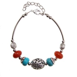 Tibetan Silver Turquoise Agate Bracelet (China) Today $15.49