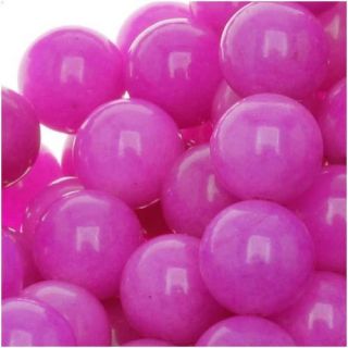 Bright Fuchsia Pink Candy Jade Round Bead 15.5 inch Strands (Pack of 2