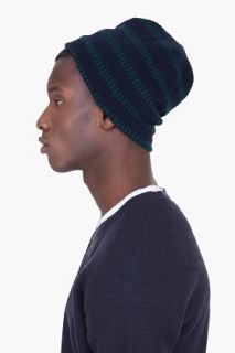 Marni Green Striped Wool Beanie for men