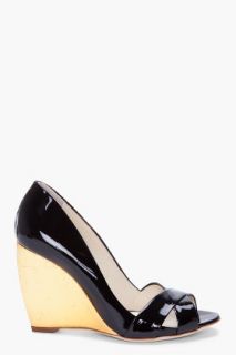 Rupert Sanderson Black Gold Kay Wedges for women