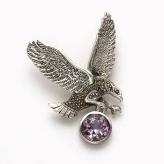 Flying Eagle Marcasite with Amethyst Pin Clothing