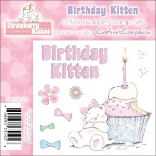 Crafters Companion Strawberry Kisses Birthday Kitten EZMount Cling