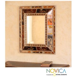 Reverse painted Glass Warmth of the Earth Mirror (Peru) Today $259