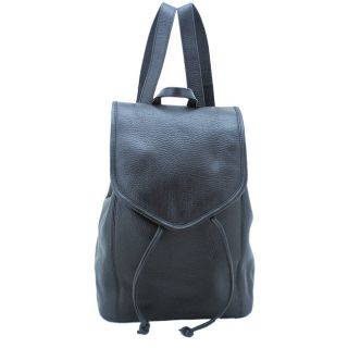 Leatherbay Black 12 inch Flap over Leather Backpack Today $106.07