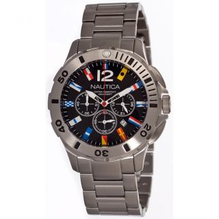 Mens Stainless Steel Flag Chrono Watch Today $164.99