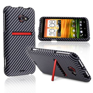Carbon Fiber Snap on Rubber Coated Case for HTC EVO 4G LTE