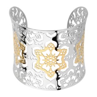 Inox Gold plated Stainless Steel Flower Design Bangle Bracelet