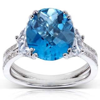 14k White Gold London Blue Topaz and 7/8ct TDW Diamond Ring (G H, VS1