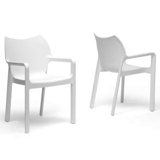 Limerick White Plastic Stackable Modern Dining Chairs (Set of 2