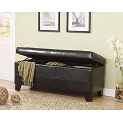 Black Synthetic Leather Storage Bench