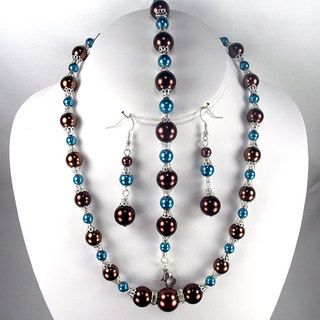 Chocolate and Montana Blue Pearl Jewelry Set