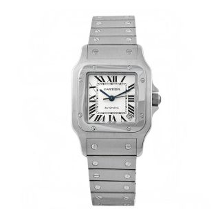 Cartier Mens Santos Stainless Steel White Dial Watch