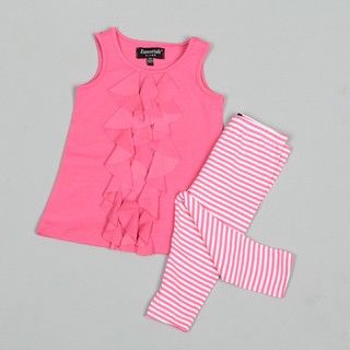 ABS Infant Girls Ruffle Front Top with Striped Leggings Set