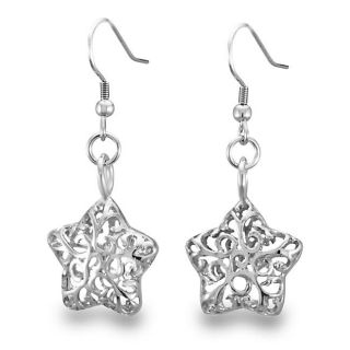 Stainless Steel Filigree Cut out Star Earrings