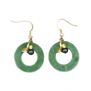 Goldtone Light Green Acrylic Band Dangle Earrings
