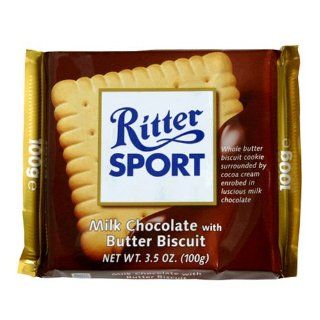 Ritter Sport Bars, Milk Chocolate with Butter Biscuit, 3.5 Ounce Bars