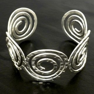 Silver Hammered Spirals Overlay Cuff Bracelet (Mexico) Today $24.49 4