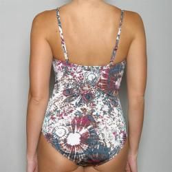 Anne Cole Womens 1 piece Grey Bohemian Print Maillot Swimsuit