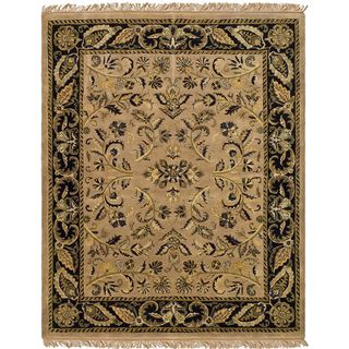Handmade Jaipurs Camel/ Black Wool Rug (8 x 10)