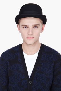 Robert Geller Black Wool Bowler Hat for men