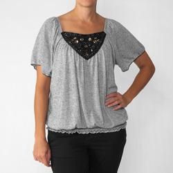California Bloom Womens Beaded Neck Knit Top