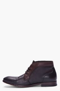 H By Hudson Black Leather Merfield Boots for men