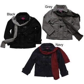 Velvet Chic Big Girls Wool Blend Toggle Peacoat with Scarf FINAL SALE