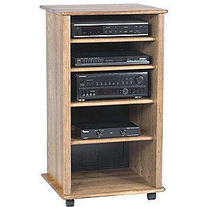 Wood Technology Solid hardwood Audio Rack Cabinet in Oak
