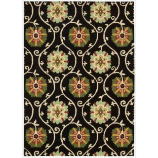 Hand tufted Suzani Black Floral Medallion Rug (8 x 106) Today $515