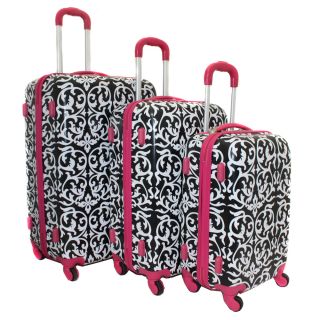 World Traveler Designer Prints Pink Trim Damask 3 piece Lightweight