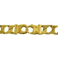 14k Yellow Gold Mens Solid Square Curb Link Bracelet