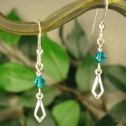 Jewelry by Dawn Teal Crystal With Open Arrow Sterling Silver Earrings